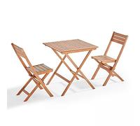 Oviala Table et 2 chaises Pliante en Bois d'eucalyptus