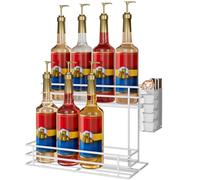 OVICAR Support de rangement pour sirop de café - 8 supports pour bouteilles de café et accessoires de station, 2 niveaux de rangement pour sirop, vin et vinaigrette - Blanc