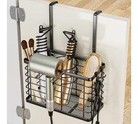 Ovicar Support de sèche-Cheveux - 3 en 1 - Organiseur d'outils pour Cheveux - Réglable en Hauteur - Porte d'armoire/Organisateur Mural de Salle de Bain pour sèche-Cheveux, fers Plats (Noir)