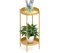 OVICAR Support pour plantes d'intérieur et d'extérieur - Support de pot de fleurs en métal à 2 niveaux pour la maison, le jardin, la terrasse, la salle de bain, le bureau, le salon, le balcon (doré)
