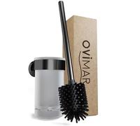 Ovimar Brosse de Toilette Glittertind | Bronze à Canon | Montage Mural avec perçage | Brosse de Toilette en Silicone | Brosse WC avec Fonction Ventilation | à percer ou à Coller | en Acier Inoxydable