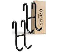 ovimar Crochet de Douche et Crochet de Chauffage Donna en Set de 2 | Acier Inoxydable | Noir | avec revêtement en Silicone | Porte-Serviettes | sur paroi de Douche ou sur radiateur Rond