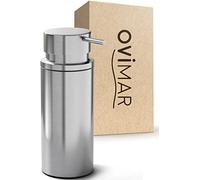 Ovimar Distributeur de Savon Sletterhage | Argent | Acier Inoxydable | Autoportant sans Perçage | Avec Embout Buccal Très Large Facilement Réutilisable | Pour Salle de Bain ou Cuisine