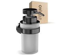 Ovimar Distributeur de Savon Veotind Gunmetal | avec Fixation Murale pour perçage | en Acier Inoxydable et Verre | Ouverture Extra Large Facile à remplir | pour Salle de Bain ou Cuisine