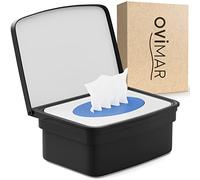 ovimar Malmoya Boîte à lingettes humides avec couvercle en acier inoxydable revêtu par pulvérisation noire élégante - Sans perçage