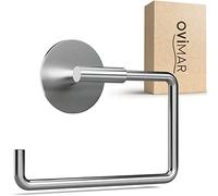 ovimar Porte-Rouleau de Papier Toilette Hammerodde sans perçage Argenté | Porte-Rouleau adhésif en Acier Inoxydable | Porte-Rouleau sans Couvercle