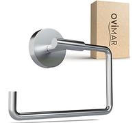 ovimar Porte-Rouleau de Papier Toilette Sejero - pour percer - Argenté - en Acier Inoxydable - sans Couvercle - Support pour Rouleau de Toilette avec Amortissement d'abaissement pour Le perçage
