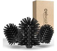 ovimar Vejro Tête de brosse de rechange silicone pour brosse WC - Lot de 3 pratiques - Noir