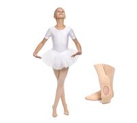 OVISSA Collants de Ballet Fille avec Trou 60 DEN Résistants Doux et Élastiques pour Danse et Gymnastique Nude 146-164 cm