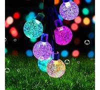 Ovker Guirlande Lumineuse Solaire Extérieure, 50 LED 7m Lumières de Fée Boule de Cristal Extérieur, 8 Modes Éclairage Décoration Étanche avec Panneau Solaire pour Jardin Noël Soirée(Multicolore)