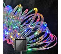 Ovker Lumières de Corde Solaire,100 LEDs 12m Guirlandes Solaires Extérieures,Solaire Ruban Lumineux Imperméable pour Noël Jardin cour Chemin Clôture Arbre Backyard (Multicolore)