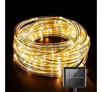 Ovker Lumières de Corde Solaire,120 LEDs 12m Guirlandes Solaires Extérieures,Solaire Ruban Lumineux Imperméable pour Noël Jardin cour Chemin Clôture Arbre Backyard (Blanc chaud)