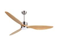Ovlaim 165CM Ventilateur de plafond intelligent en bois massif à 3 pales avec lumière et télécommande,moteur DC silencieux à 6 vitesses pour sal