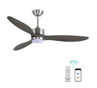 Ovlaim Bois Ventilateur de Plafond avec Télécommande avec LED Lumiere, 132CM, 6 Vitesses, 2 Sens de Rotation, Ultra-Silencieux moteur CC, Gris