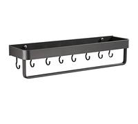 OVLIIYWZY Grey Space Aluminum Bathroom Shelves Bathroom Shelf Wall Mounted Shower Shelves Holder Kitchen Storage Rack Towel Bar Bath Accessories Wall-Mounted Rail