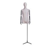 OVLIIYWZY Mannequin Masculin Professionnel Demi-Longueur Corps Mannequin factice Mannequin réglable avec Bras en Argent et Base Triangulaire