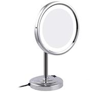 OVLIIYWZY Miroir de Maquillage avec lumières, miroirs de vanité de comptoir à grossissement en Laiton de 8 Pouces, Miroir cosmétique éclairé par Rota