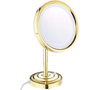 OVLIIYWZY Miroir de Maquillage avec lumières, miroirs de vanité de comptoir à grossissement en Laiton de 8 Pouces, Miroir cosmétique éclairé par Rota