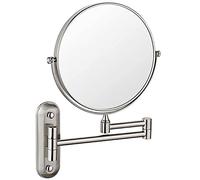 OVLIIYWZY Miroir Mural, grossissement 3/5X + Miroir de Rasage de Salle de Bain Normal, Miroir pivotant de Maquillage grossissant Double Face, Bras Extensible de 8 Pouces