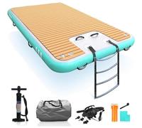 OVLIIYWZY Plate-Forme Flottante Gonflable à l'eau, Tapis de Plate-Forme de Loisirs pour Yacht de Piscine, lit Flottant d'île Flottante avec Tapis antidérapant en EVA, 1,