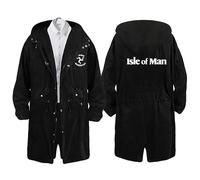 Ovlize Manteau Homme Is.le of M.a.n T.T, Décontracté Trench Coat, Coupe-vent léger et fin Haut d'extérieur, light(Black,XL)