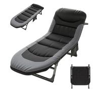 OVLRIJP Chaise Longue Jardin Exterieur, Transat Jardin Exterieur avec 6 Dossiers Réglables, Chaise Longue Pliable avec Poche Latérale, Bain de Soleil pour Balcon, Patio, Camping (Noir)