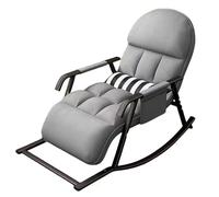 OVLRIJP Fauteuil à Bascule Adulte, Chaise Bascule avec Poche Latérale, Rocking Chair Réglable pour Balcon, Salon, Chambre à Coucher, Jusqu’à 200 kg (Gris)