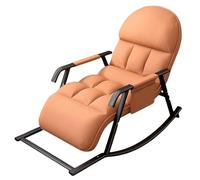 OVLRIJP Fauteuil à Bascule Adulte, Chaise Bascule avec Poche Latérale, Rocking Chair Réglable pour Balcon, Salon, Chambre à Coucher, Jusqu’à 200 kg (Orange)