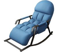 OVLRIJP Fauteuil à Bascule Adulte, Chaise Bascule avec Poche Latérale, Rocking Chair Réglable pour Balcon, Salon, Chambre à Coucher, Jusqu’à 200 kg (Bleu)