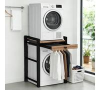 OVLRIJP Meuble Machine à Laver avec Tiroir, Étagère pour Machine à Laver et Seche Linge, Meuble Seche Linge Rangement, Cadre en Acier au Carbone, de Charge de 350 kg, 75 x 65 x 104 cm