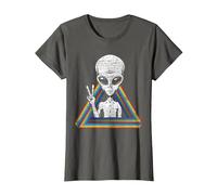 OVNI Espace Paix Extra-terrestre Arc-en-Ciel Extraterrestre T-Shirt, Femme, Asphalte, L