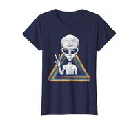 OVNI Espace Paix Extra-terrestre Arc-en-Ciel Extraterrestre T-Shirt, Femme, Bleu Marine, M