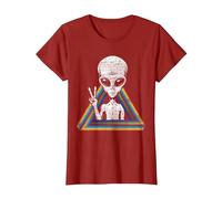 OVNI Espace Paix Extra-terrestre Arc-en-Ciel Extraterrestre T-Shirt, Femme, Canneberge, XL