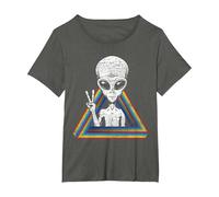 OVNI Espace Paix Extra-terrestre Arc-en-Ciel Extraterrestre T-Shirt, Femme Grandes Tailles, Asphalte, 3X
