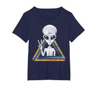 OVNI Espace Paix Extra-terrestre Arc-en-Ciel Extraterrestre T-Shirt, Femme Grandes Tailles, Bleu Marine, 1X