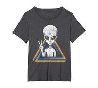 OVNI Espace Paix Extra-terrestre Arc-en-Ciel Extraterrestre T-Shirt, Femme Grandes Tailles, Chiné Foncé, 2X