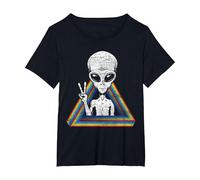 OVNI Espace Paix Extra-terrestre Arc-en-Ciel Extraterrestre T-Shirt, Femme Grandes Tailles, Noir, 1X