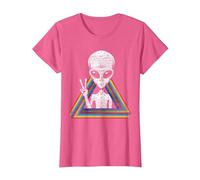 OVNI Espace Paix Extra-terrestre Arc-en-Ciel Extraterrestre T-Shirt, Femme, Rose Chiné, S