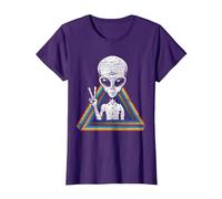 OVNI Espace Paix Extra-terrestre Arc-en-Ciel Extraterrestre T-Shirt, Femme, Violet, 3XL