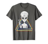OVNI Espace Paix Extra-terrestre Arc-en-Ciel Extraterrestre T-Shirt, Homme, Asphalte, XXL