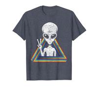 OVNI Espace Paix Extra-terrestre Arc-en-Ciel Extraterrestre T-Shirt, Homme, Bleu Chiné, XXL