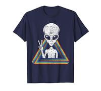 OVNI Espace Paix Extra-terrestre Arc-en-Ciel Extraterrestre T-Shirt, Homme, Bleu Marine, S