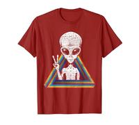OVNI Espace Paix Extra-terrestre Arc-en-Ciel Extraterrestre T-Shirt, Homme, Canneberge, M