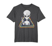 OVNI Espace Paix Extra-terrestre Arc-en-Ciel Extraterrestre T-Shirt, Homme Grandes Tailles, Chiné Foncé, 4X Tall