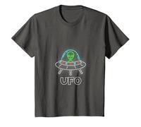 OVNI Objet Volant Non Identifié UFO Astronaute Alien T-Shirt, Enfant, Asphalte, 6 Ans