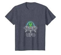 OVNI Objet Volant Non Identifié UFO Astronaute Alien T-Shirt, Enfant, Bleu Chiné, 3 Ans