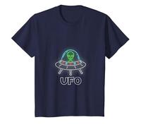 OVNI Objet Volant Non Identifié UFO Astronaute Alien T-Shirt, Enfant, Bleu Marine, 3 Ans