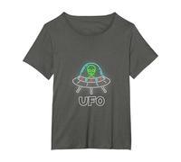 OVNI Objet Volant Non Identifié UFO Astronaute Alien T-Shirt, Femme Grandes Tailles, Asphalte, 2X