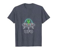 OVNI Objet Volant Non Identifié UFO Astronaute Alien T-Shirt, Homme, Bleu Chiné, 6XL
