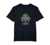 OVNI Objet Volant Non Identifié UFO Astronaute Alien T-Shirt, Homme Grandes Tailles, Noir, 3X Tall
